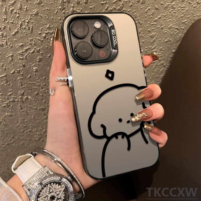 Ốp Điện Thoại Mạ Điện Mờ Màu Trơn Cho OPPO Reno 11F 11 10 Pro 5 5K 5F 8T 8Z 8 4 5 6 Lite 4F Line doggie Pattern Lens Cover