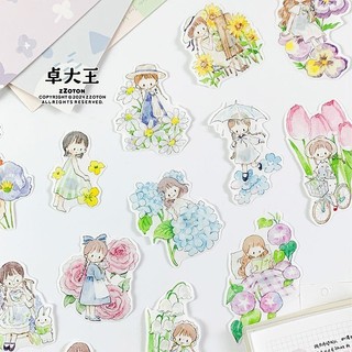 Zhuo Dawang [Azhuo Flower Language Dreamland Tape] Die-cut Sticker Roll Washi Chất liệu hoa Sổ tay gốc Vẽ tay