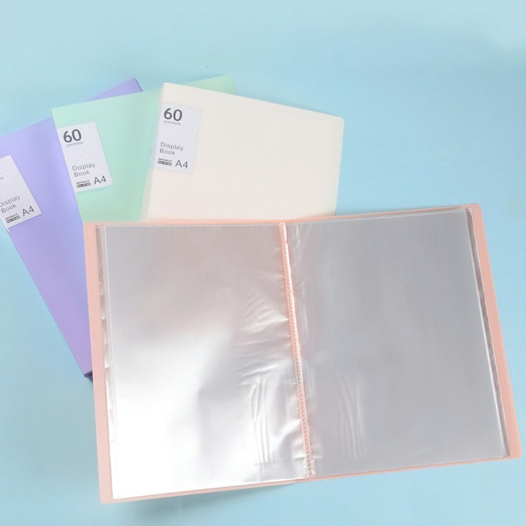 Bìa nhựa , File lá Clear Book A4 5 màu Molandi đủ loại 20/40/60/100 lá FE123