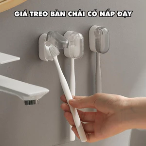Giá Đỡ Bàn Chải Đánh Răng Nắp Tự Động Dán Tường, Hộp Đựng Bàn Chải Đánh Răng Chống Nước Chống Bụi