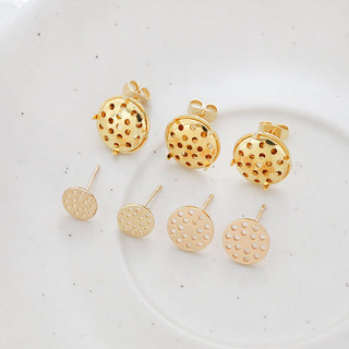 Vàng Thật Mạ Màu Bảo Quản Vàng 18k Bông Tai Phẳng DIY Handmade Trang Sức Miếng Dán Bông Tai Phụ Kiện Vật Liệu