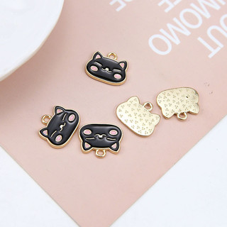 DIY phụ kiện trang sức thủ công hợp kim nhỏ giọt dầu Mặt dây chuyền hoa tai hình đầu mèo Nhật Bản phụ kiện vật liệu trang sức