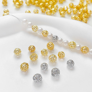14k vàng thật mạ điện giữ màu hạt rỗng hạt tròn tự làm vòng tay làm bằng tay Vòng cổ kết cườm Vật liệu phụ kiện