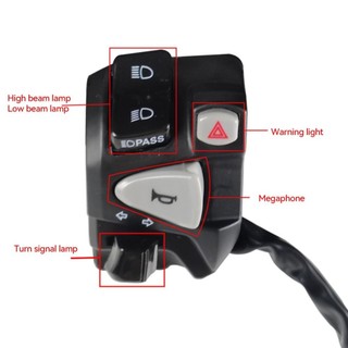 Okcatzone Xe Máy Tay Cầm Công Tắc Với Psing Ánh Sáng Nguy Hiểm PLug Sừng Đèn Cảnh Báo Bật Nút Tín Hiệu Cho Xe Honda Click150 Trái R6U1