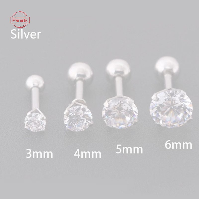 Parade 1 Cái 4 Prong Bông Tai Đính Kim Cương Giả Dành Cho Nữ / Nam Tragus Sụn Tiêu Chuẩn Lobe Trang Sức Quà Tặng VN