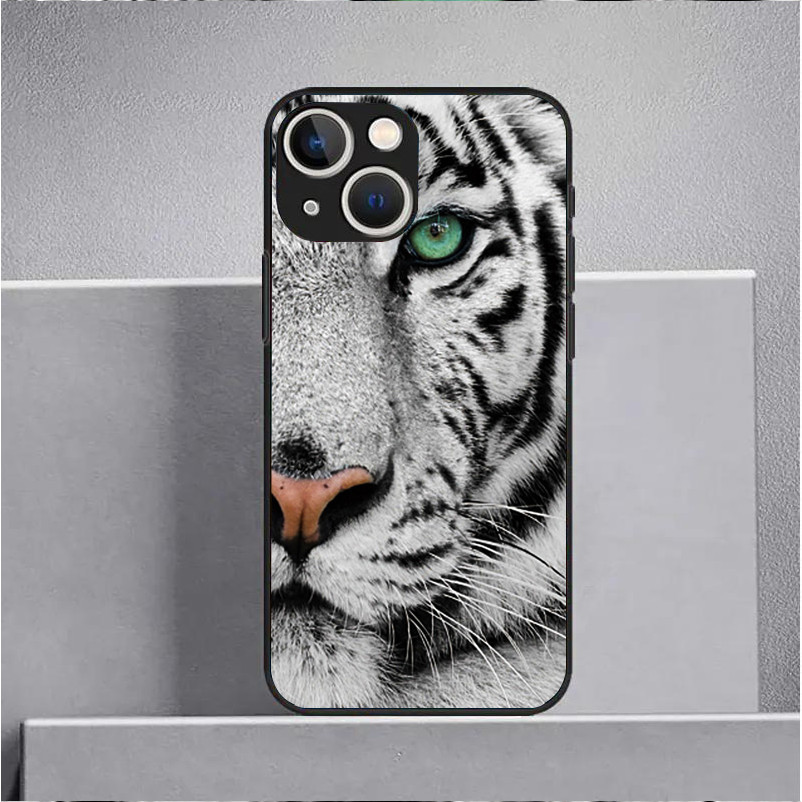 Ốp điện thoại kính cường lực động vật hổ cho IPhone 15 14 13 12 11 Pro XS Max Plus Mini X XR 8 7 6s SE2 / 3