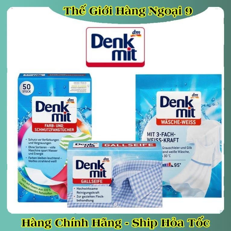 Giấy tẩy trắng quần áo, bột tẩy trắng, bánh xà phòng cổ áo và giáy chống phai màu Denkmit  của Đức