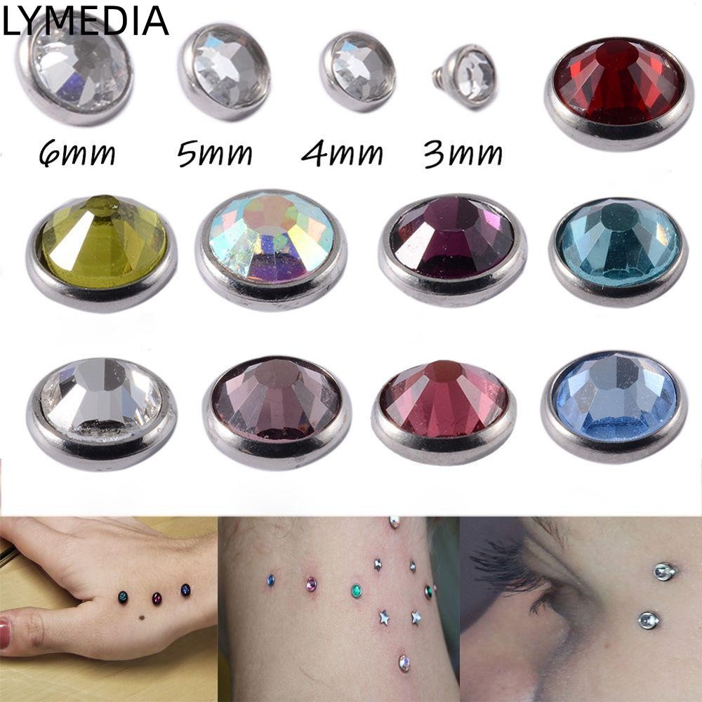 LYMEDIA Dermal Piercing 3-5mm Trang sức cơ thể Thép phẫu thuật CZ ...