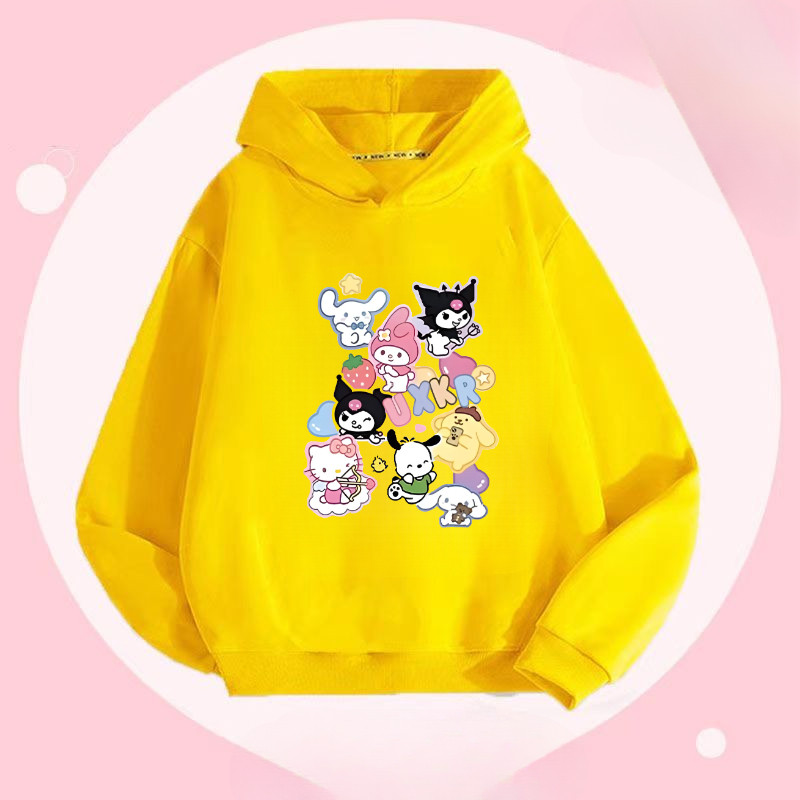 Kuromi Cinnamoroll Áo có mũ trùm đầu thanh niên với nhân vật hoạt hình Anime đáng yêu và lớp lót lông cừu ấm cúng