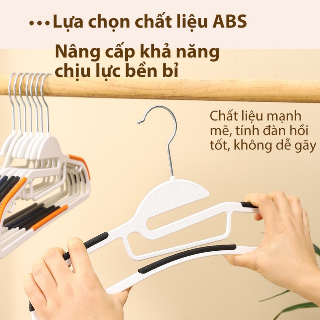 Combo 10 Móc treo quần áo khô và ướt đa năng chất liệu nhựa chống trượt, tiện lợi, cao cấp, có khả năng chịu tải mạnh