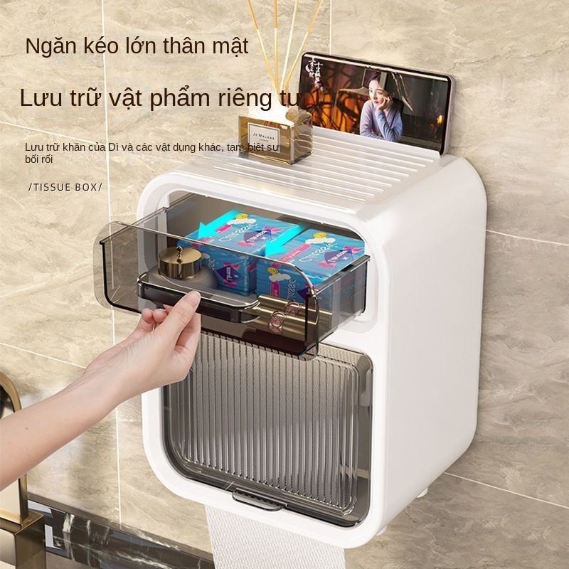 Hộp Đựng Giấy Vệ Sinh 2 Tầng Cao Cấp Hộp Đựng Giấy Hộp Giấy Vệ Sinh Có Kệ Để Điện Thoại(tặng kèm 1 miếng dán)