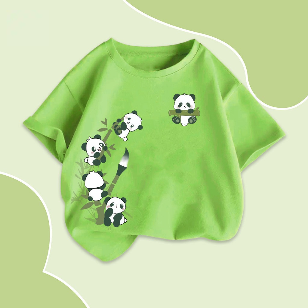 Thời trang và giản dị trẻ em T-Shirt Dễ Thương Gấu Trúc Vòng cổ ngắn sleept-áo sơ mi