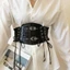 FUHUIOT Ren Cummerbunds, Thắt Lưng Corset Da Có Thể Điều Chỉnh, Punk Giảm Béo Dây Buộc Hoa Eo Rộng Đầm Corset
