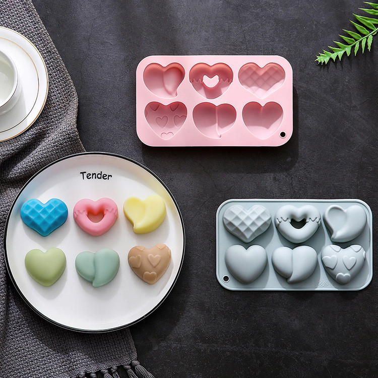 6 Khoang Khác Nhau Hình Trái Tim Khuôn Silicon Sáp Chai Đường Khuôn Socola Khuôn Bánh Khuôn Xà Phòng Handmade Khuôn Làm Bánh DIY Khuôn Nướng Bánh