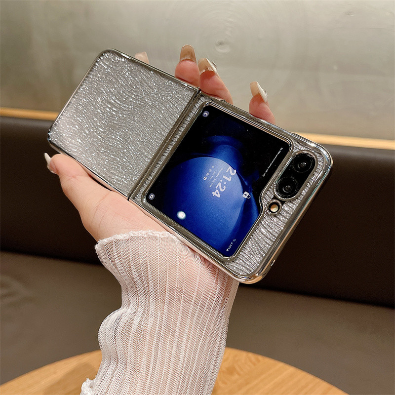 Ốp điện thoại lấp lánh mạ điện sang trọng Samsung Galaxy Z Flip 6 Flip 5 Flip 4 Flip 3 5G Vỏ bảo vệ mặt sau cứng chống sốc mỏng trong suốt