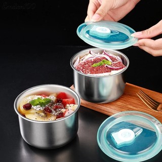 Bát tròn inox 304 có nắp đậy bảo quản thực phẩm tiện dụng size 10x6.5cm