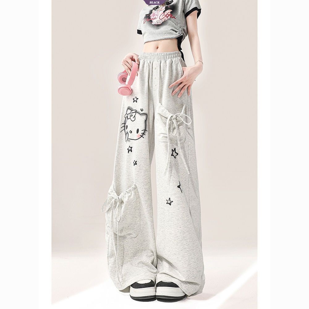 Hello Kitty Graffiti Sweet Sister Quần ống rộng thông thường dành cho nữ Mùa hè mới thẳng kéo quần công sở [BL]