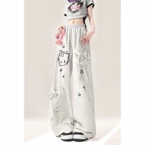 Hello Kitty Graffiti Sweet Sister Quần ống rộng thông thường dành cho nữ Mùa hè mới thẳng kéo quần công sở [BL]