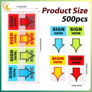 [Ygdgentgklh.vn] 500 Miếng Dán Ký Ở Đây, Nhãn Dán Dấu Hiệu Dính Ở Đây Tabs Sign Post Here Flags for Home Office School (4 Màu)
