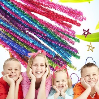 100 Miếng Lấp Lánh Nhiều Màu Sắc Khác Nhau Chenille Thân DIY Nghệ Thuật Tiếp Liệu Trẻ Em Thủ Công Hành Hành Xoắn Cần