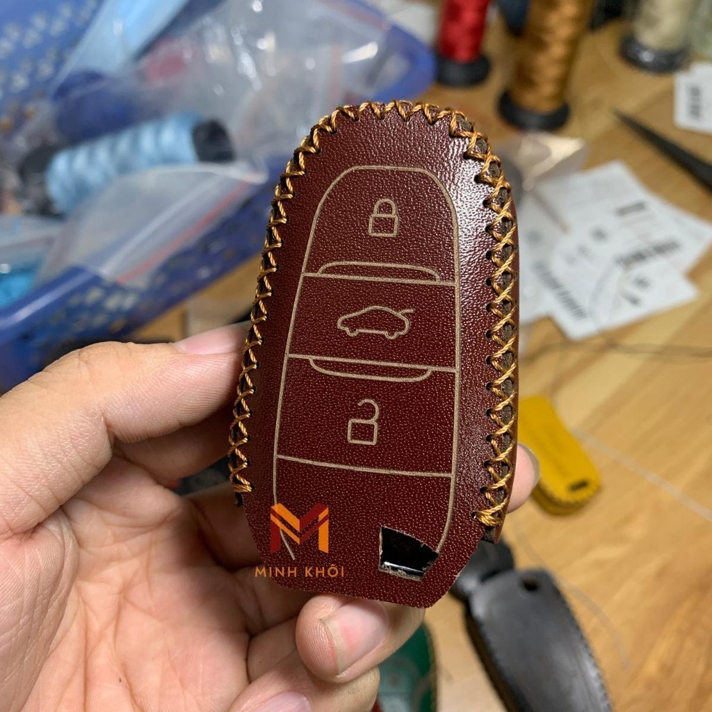 Bao Da Chìa Khoá Peugeot 3008, 5008, 2008 mơi nhất hiện nay handmade da thật