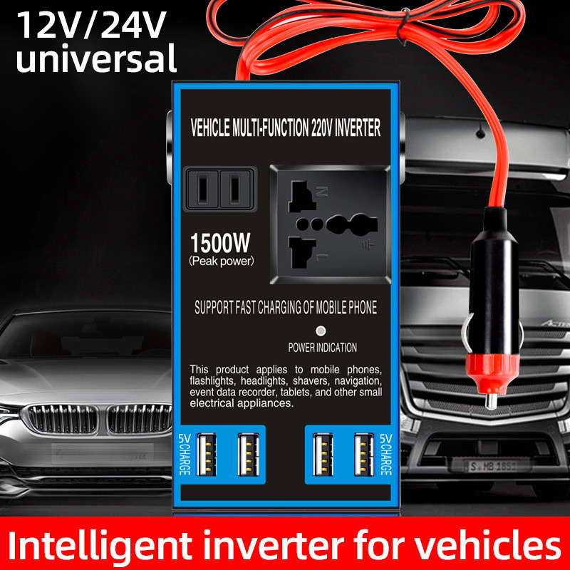 Bộ chuyển đổi biến tần ô tô 12V24V sang 220v xe tải công suất cao sạc xe hơi ổ cắm điện biến áp