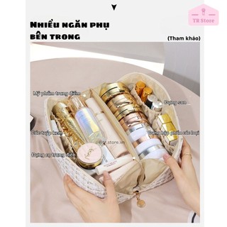 Túi đựng mỹ phẩm vải dạ tweet sang trọng dung tích lớn 1 ngăn kéo