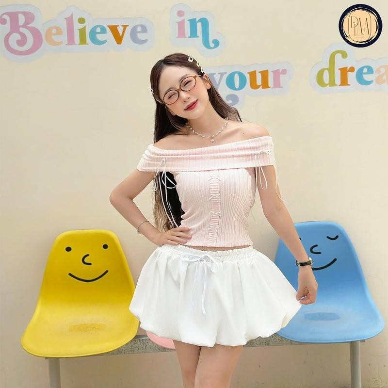 Áo Nữ Kiểu Trễ Vai Đính Nơ DaaLaa Store Phong Cách Coquette A51092