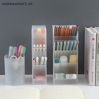 [Mới] Hộp đựng bút mờ trong suốt để bàn chải trang điểm nghiêng Hộp đựng môi Hộp đựng văn phòng phẩm đa chức năng.
