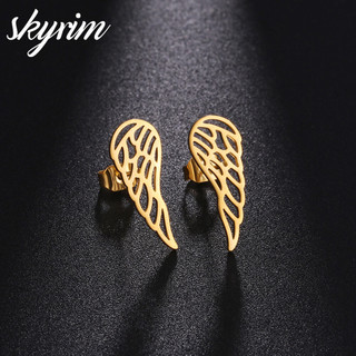 Skyrim Titan Thép không gỉ Cánh Vàng Bông Tai Tính Khí Thanh Lịch Trang Sức Thời Trang Nữ