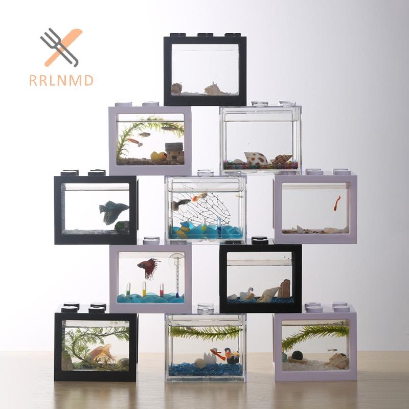 Rrlnmd 2023 Mini Bể Cá Cá Đèn Điều Khiển Màu Tròn AquariumMini Cá Ánh Sáng Trang Trí Nhà Cửa Bể Cá Accessorie MỚI