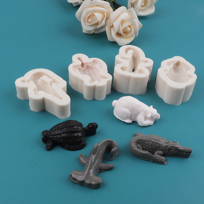 Cá Mập Cá Sấu Rùa Biển Gấu Cực Khuôn Silicon Khuôn Socola Fondant Mousse Bánh Trang Trí DIY Đất Sét Epoxy Hương Liệu Thạch Cao Khuôn