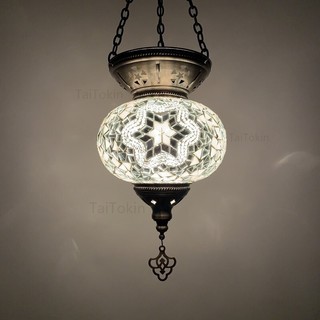 Kích Thước Lớn Thổ Nhĩ Kỳ Khảm Mặt Dây Chuyền Đèn Vintage Art Deco Thủ Công Trần Treo Đèn Kính Nhiều Màu Sắc Lãng Mạn Đèn