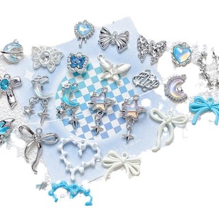 [Sea Salt Blue Series] Hợp Kim Trái Tim Tình Yêu Bướm Mây Mặt Trăng Mặt Dây Chuyền diy Handmade Vòng Tay Vòng Cổ Phụ Kiện