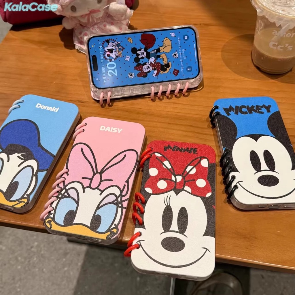 Ốp Thiết Kế Sách Sổ Tay Tương Thích Cho iPhone 17 Air Pro Max Ốp Điện Thoại Sách Mickey Minnie Daisy Hello Kitty Mèo Giai Điệu Gấu Bơ Hoạt Hình Dễ Thương Lật Vỏ Mềm