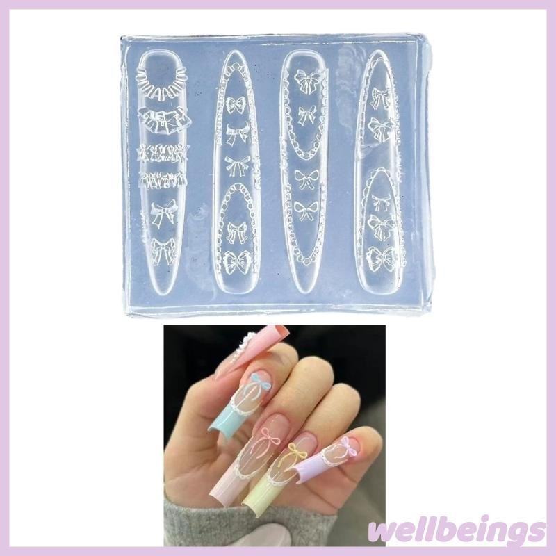 Wellb Co Giãn Silicone Tem Móng Tay Khuôn Thủ Công Nhựa Trang Trí Và Dụng Cụ Làm Móng Tay Nghệ Thuật