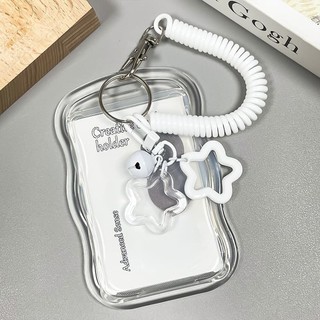 Giá đỡ Photocard bằng silicon mềm có móc khóa hình ngôi sao Vỏ trượt thẻ ID Vỏ bảo vệ