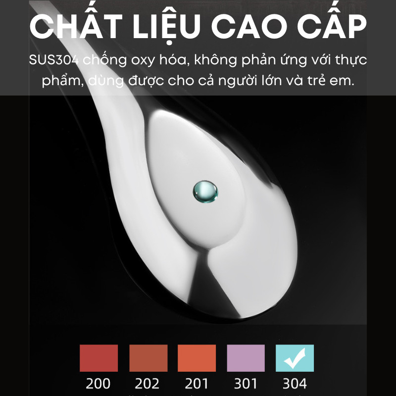 Thìa Inox 304 Dùng Ăn Cơm, Súp, Cháo KOOBEE – Không Gỉ, Dày Dặn, Sáng Bóng, An Toàn – Cho Trẻ Em, Người Lớn Tuổi | 308