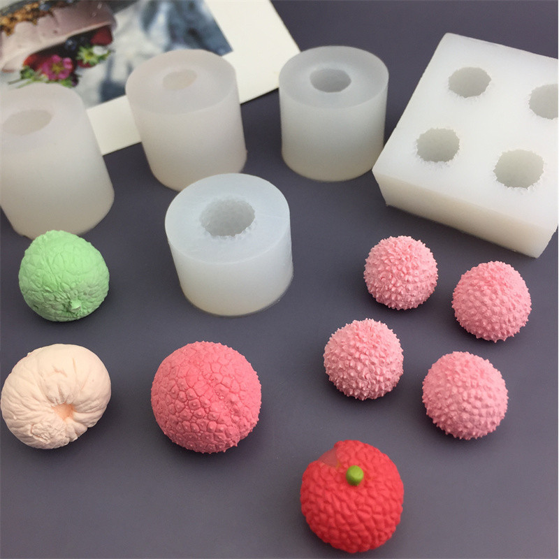 3D Lychee Series Khuôn Silicon Trái Cây Mousse Bánh Khuôn DIY Thạch Cao Thơm Nến Khuôn Socola Trang Trí Bánh Khuôn DIY Dụng Cụ Nướng Bánh