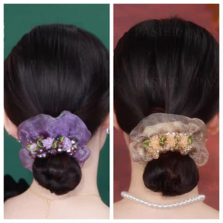 Dây buộc tóc pha lê sáng bóng với vòng lớn, phù hợp cho tóc dày