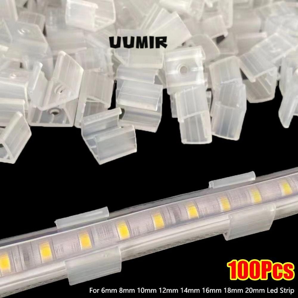 UUMIR 100 Chiếc Khóa Gắn Đèn, Giá Đỡ Đèn Lắp Dải LED 8-20mm Kẹp Cố Định, 5050 / 5730 / 2835 220V Đầu Nối Giá Đỡ Đèn Tường Bằng Nhựa COB Linh Hoạt