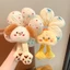 Dây buộc tóc mông động vật DARON, Phim hoạt hình dễ thương bằng vải Cotton lấp đầy, Vải thời trang thêu phong cách Quirky Kẻ sọc hoa Vòng tóc