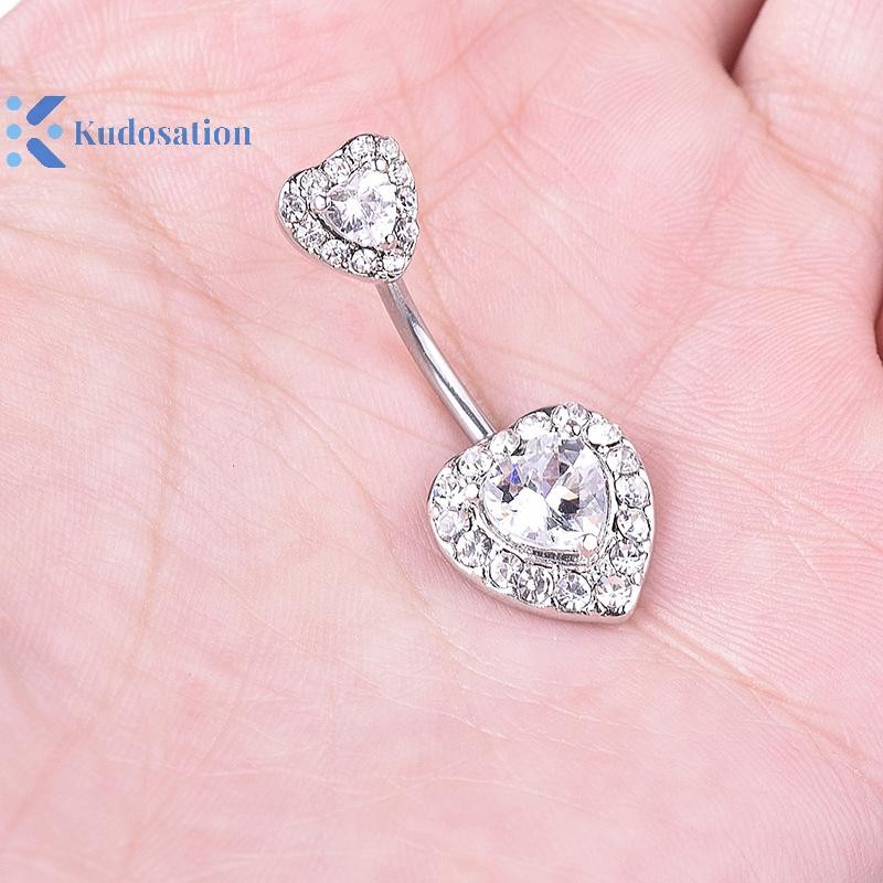 Kudosation Pha Lê Trái Tim Rốn Bụng Nút Nhẫn Barbell Rốn Nhẫn Xuyên Cơ Thể Trang Sức
