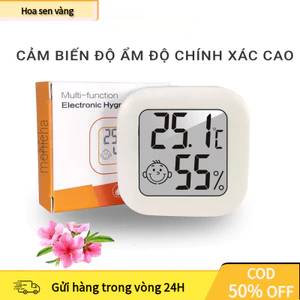 【24H】Nhiệt Kế Điện Tử Tích Hợp Ẩm Kế – Mặt Cười Thay Đổi Theo Độ Ẩm, Dễ Dùng, Chính Xác Cao