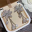 Handmade Hoa Zircon Tua Rua Ánh Sáng Sang Trọng Thanh Lịch Bông Tai Dài Bán Buôn