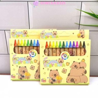 OIWLSAX321 12 Cái Bút Chì, Phim Hoạt Hình Mười Hai Màu Sinh Viên Graffiti Bút, Kawaii Anime Capybara Tranh Bút Văn Phòng Phẩm Quà Tặng