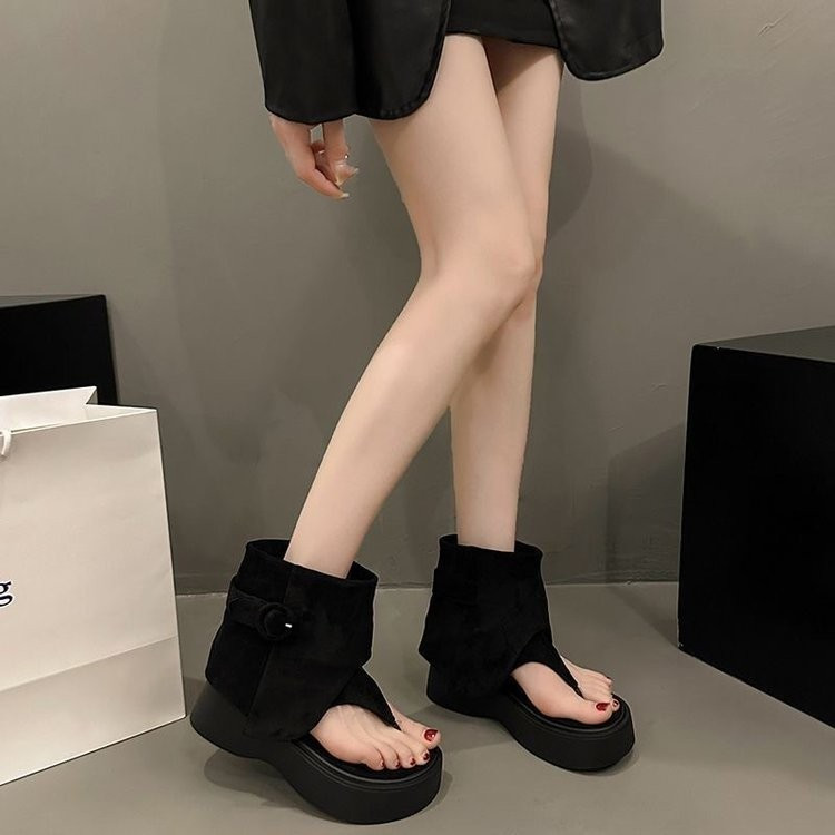 Mùa hè Phong Cách Mới Da Lộn Cao Cấp Có Thể Tháo Rời Phong Cách La Mã Dép Thời Trang Thường Ngày Ngoài Trời Chống Trơn Trượt Chống Mài Mòn Flip-