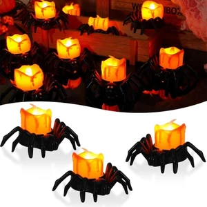 Halloween Đèn LED Nhện Ánh Sáng Không Khí Trang Trí Đạo Cụ Dạ Quang Nhện Đèn Ngủ Trang Trí