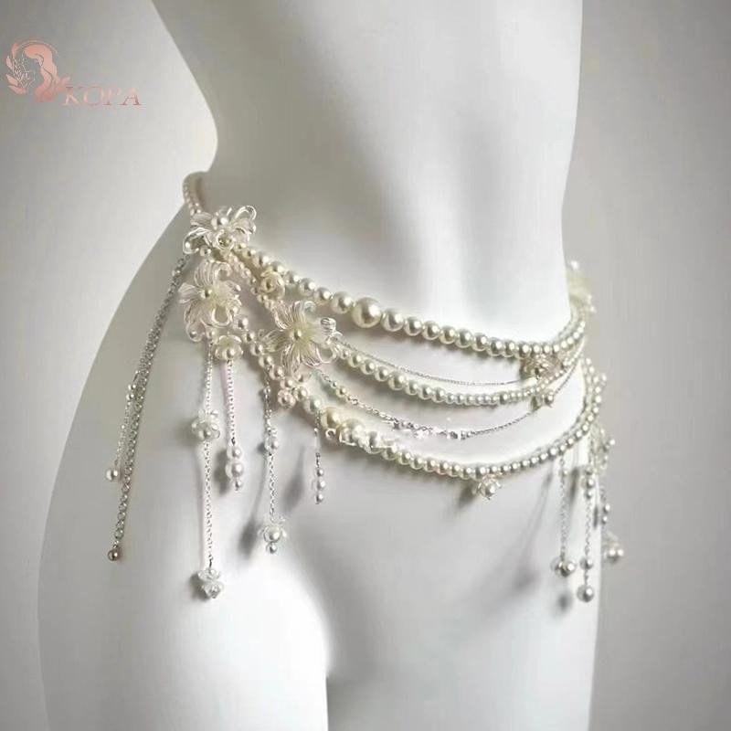 KOPA Dây Xích Eo Nữ Hoa Văn Retro Ngọc Trai - Thời Trang Nhiều Lớp, Phù Hợp Làm Quà Tặng