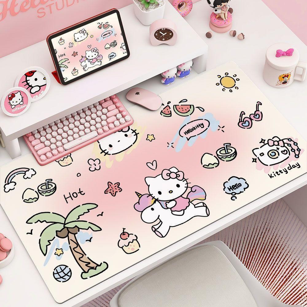 Miếng Lót Chuột Kitty Dễ Thương - Dày 3mm Chống Trơn Trượt, Thiết Kế Mèo Hoạt Hình Cho Bàn Làm Việc Bé Gái, Nhiều Kích Cỡ Tùy Chọn